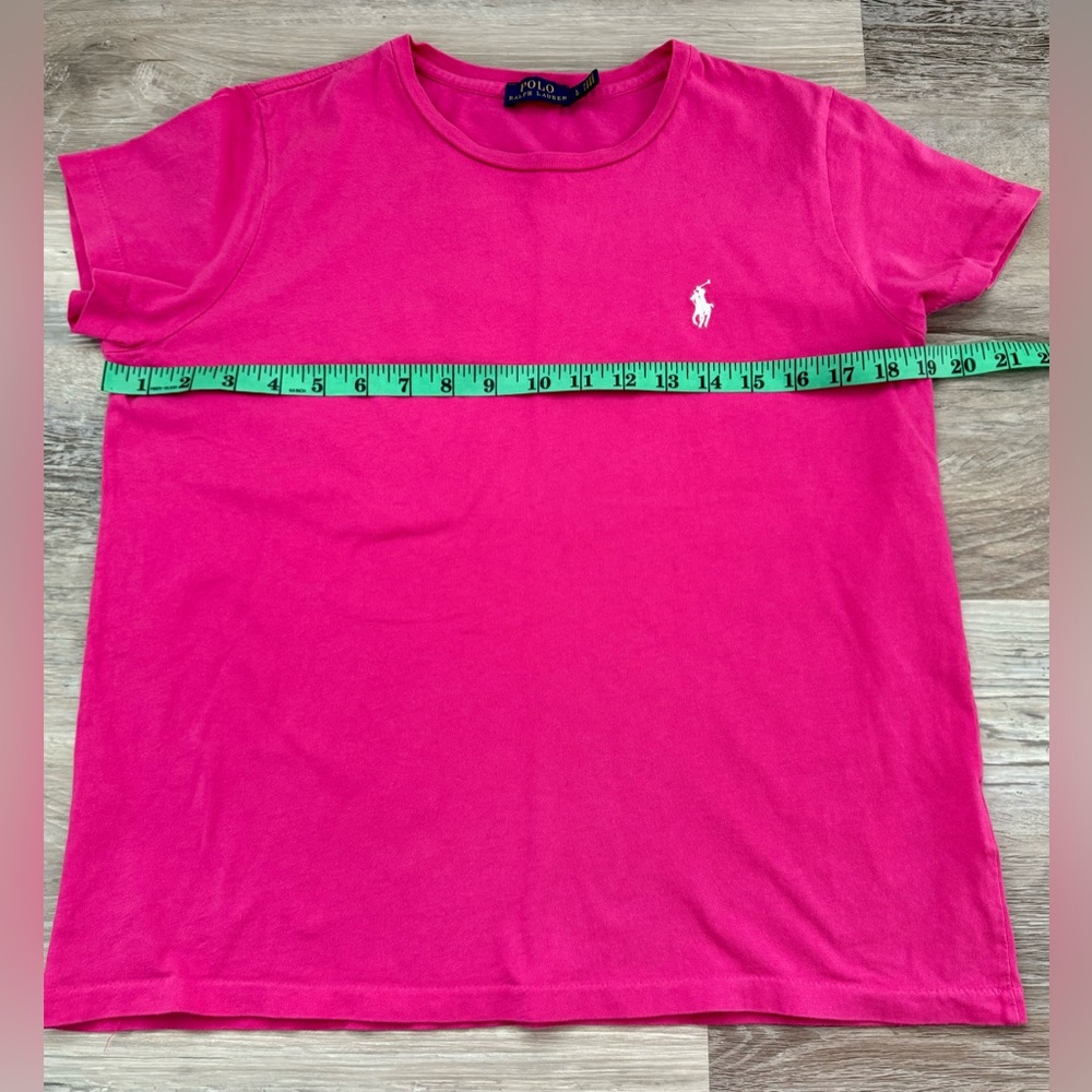 Polo Ralph Lauren Women's T-shirt size L pink color with a round neck. - Picture 11 of 13